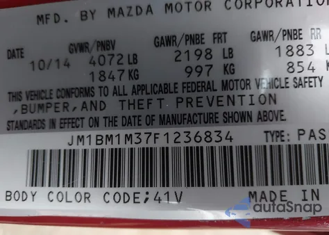 2015 Mazda Mazda3 S Grand Touring z USA, uszkodzony, nr VIN JM1BM1M37F1236834